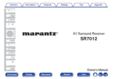 MARANTZ SR7012 RECEIVER USER MANUAL Service Manual download, schematics, eeprom, repair info for ...