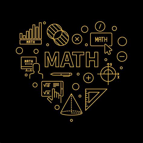 Math Heart Vector Concept Outline Banner Math Heart Shaped