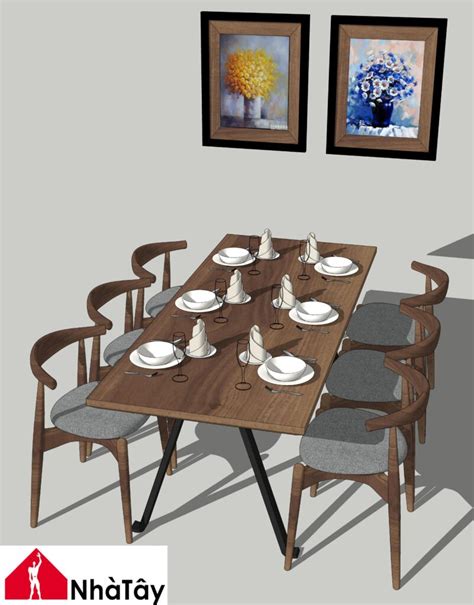 4794 Dining Table And Chair Sketchup Model Free Download