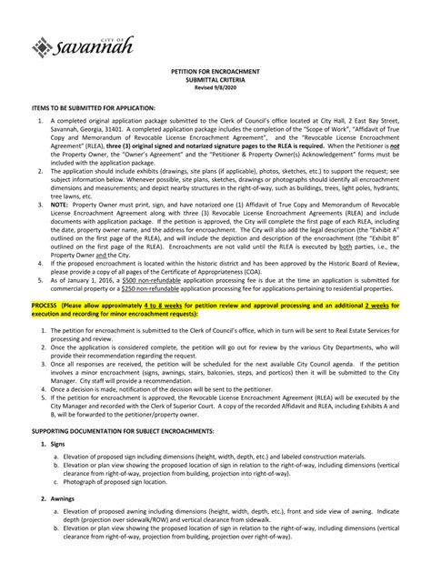 Fillable Online Petition For Encroachment Submittal Criteria Fax