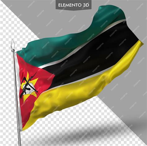 Bandeira De Moçambique Renderização 3d Premium Psd Premium