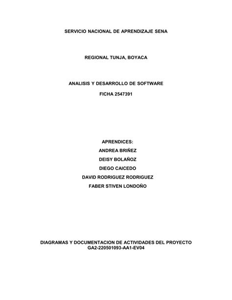 Diagramas y documentación de actividades del proyecto