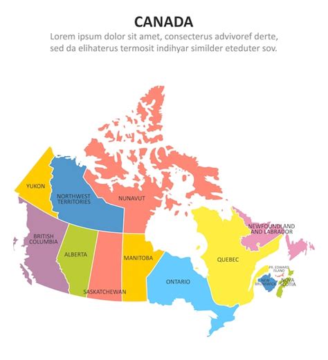 Premium Vector Canada Multicolored Map With Regions