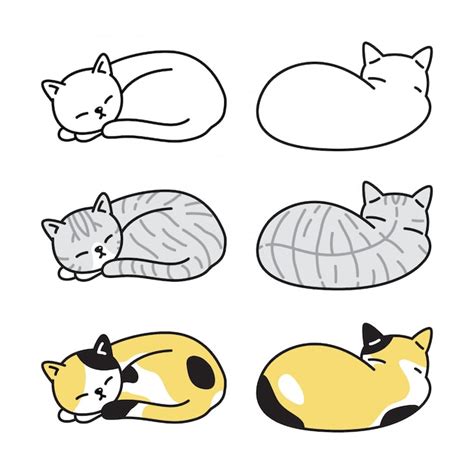 Premium Vector Cat Character Kitten Calico Sleeping Cartoon Illustration