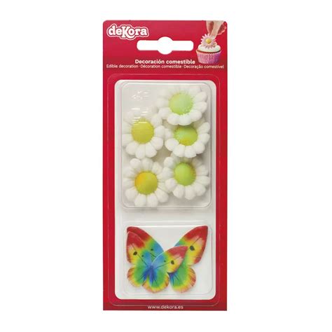 Fleurs en sucre blanches et papillons en azyme Planète Gateau