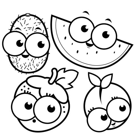 Página para colorir de desenhos animados de frutas - páginas para ...