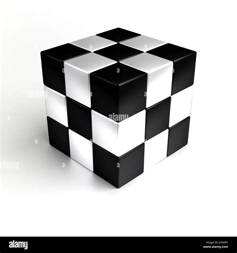 Representación 3D del cubo blanco y negro Fotografía de stock Alamy