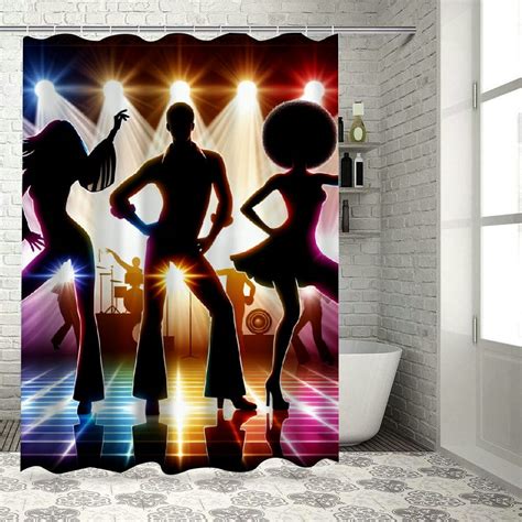 Lzatpd 70s Party Shower Curtain Dancing People In Disco Night Club