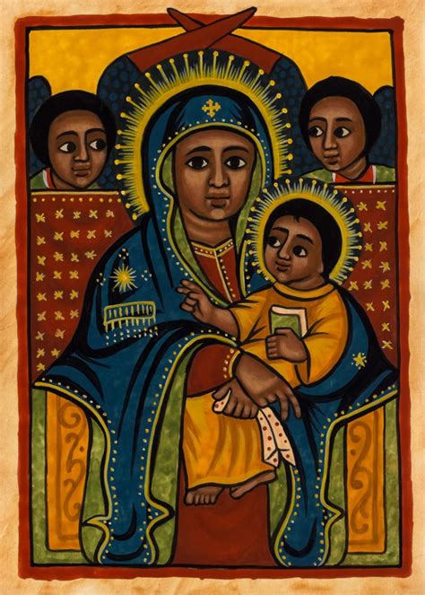 Our Lady Mary With Her Beloved Son Ethiopian Icon Print Etsy