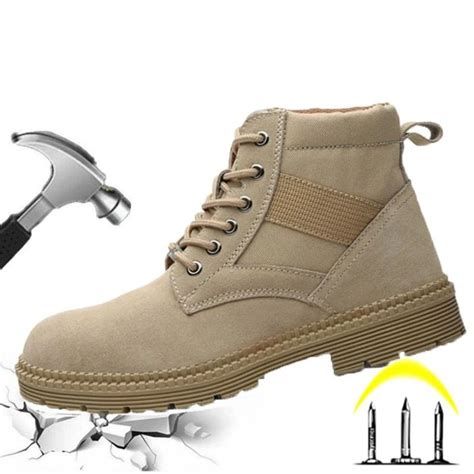 【ready Stock】safety Shoes Men Steel Toe Breathable Anti Smash Anti