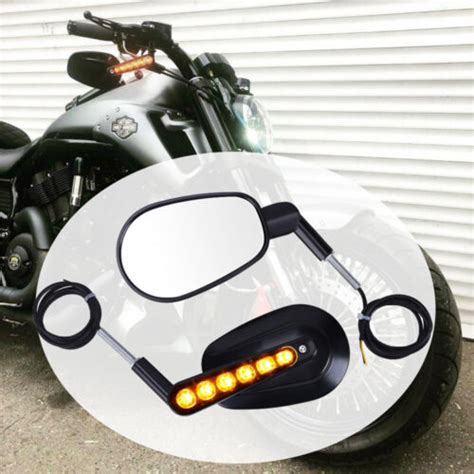 Motorcycle Rear View Mirrors With Led Turn Signal Light For Harley