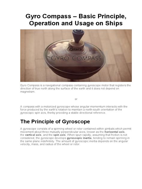gyro compass principle  operation  gyroscope rotation