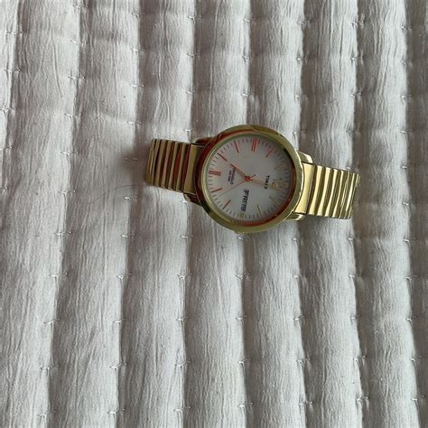 Large Gold Timex Watch Elastic Band Needs New Depop