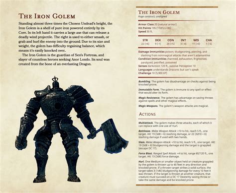 D And Dark Souls 08 The Iron Golem Oc 5e Dnd