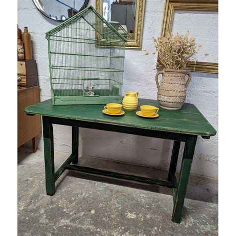 Ancienne Table De Ferme Verte L Atelier Imparfait