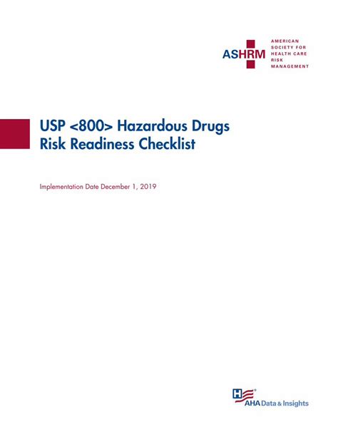 Pdf Usp Hazardous Drugs Risk Readiness Checklist That Store