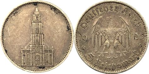 3 Reich 5 Mark 1935 A Garnisonskirche Ohne Datum Ss Rdf MA Shops