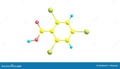 Tribromobenzoic Acid Molecular Structure Isolated On White Stock