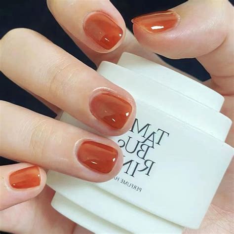 Pcs Tomato Red Press On Nails Short Square Shanrun Warm Color Fake