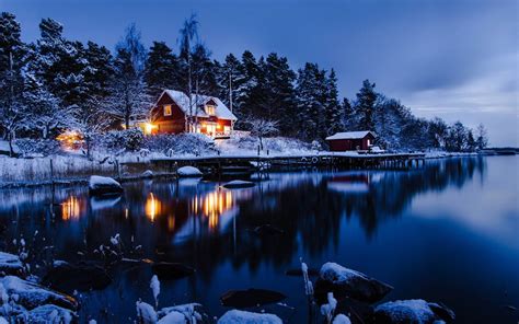 Log Cabin In Snow Wallpapers Wallpapersafari