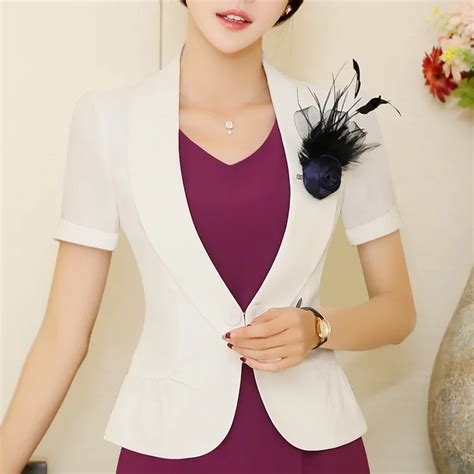 Fmasuth White Blazer Jacket Women S 3xl Plus Size Short Sleeve Office Ol One Button Ladies