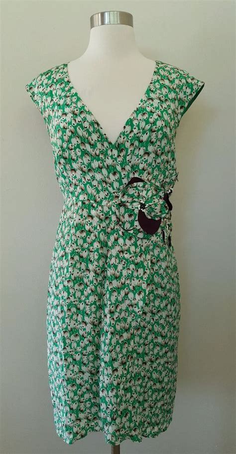 Anthropologie Moulinette Soeurs Green Floral Silk V Neck Sheath Dress 4