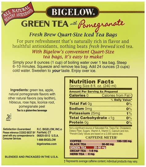 Bigelow Organic Green Tea Nutrition Facts Nutrition Ftempo