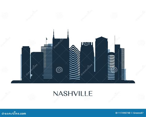 Nashville Skyline Silhouette Multicolor Line Art Vector Illustration