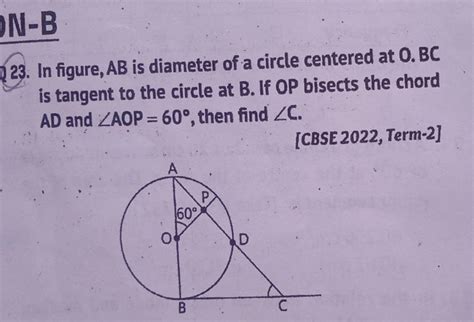 In Figure Ab Is Diameter Of A Circle Centered At O Bc Is Tangent To