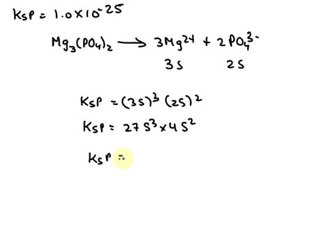 SOLVED: Calculate the solubility in g/L of magnesium phosphate (Ksp = 1 ...