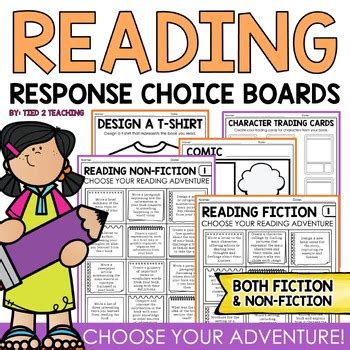 Readers Response Journal Choice Board Activities Menus Fiction