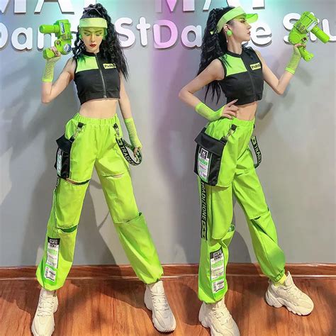 Nightclub Sexy Ds Dj Stage Costumes Gogo Dancer Neon Green Trousers Streethip Hopjazzpole