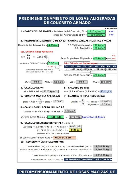 Hoja De Cálculo De Predimensionamiento De Elementos Estructurales Apuntes De Ingenieria Civil