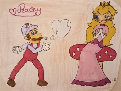 Mario and Peach cute (fanart) by PeachyToadstool333 on DeviantArt