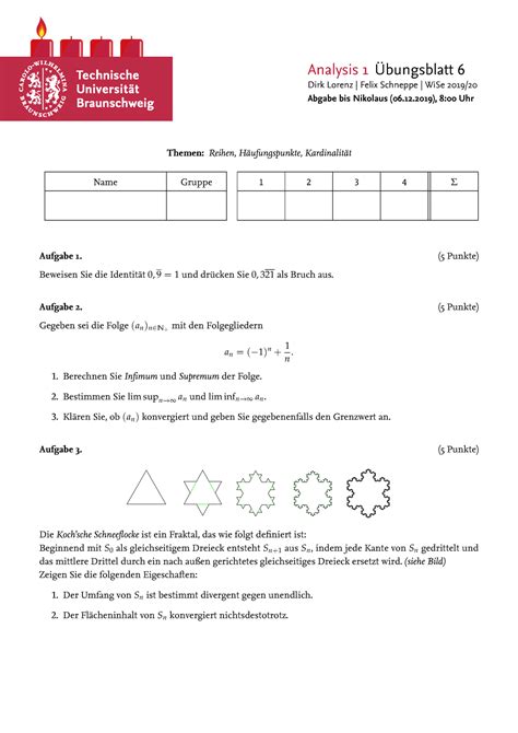 Übungsblatt 6 Kleine Übung Wintersemester 2019 2020 Studienleistung