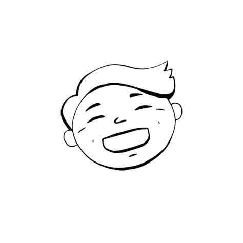 Premium Vector | Human emotions laughing face black and white drawing ...