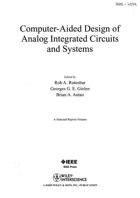 (PDF) Computer-Aided Design of Analog Integrated Circuits and Systems