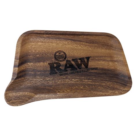 Raw Wooden Rolling Tray With Pour Spout