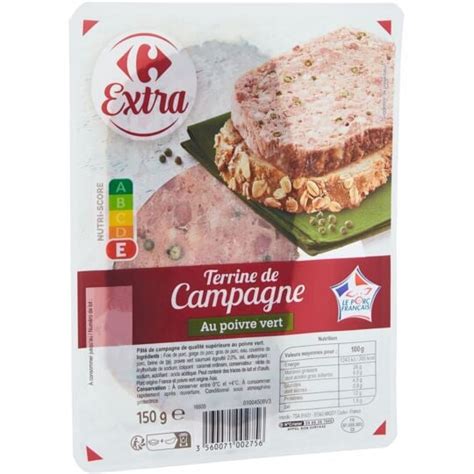 Terrine De Campagne Au Poivre Vert Carrefour Extra Le Pot De G