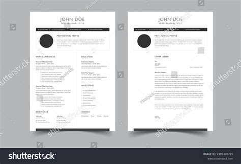 Elegant Resume Template Minimalist Resume Cover Stock Vector (Royalty ...