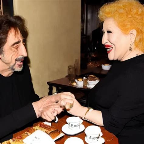 Al Pacino And Bette Midler Having Coffee And Sharing A Stable Diffusion