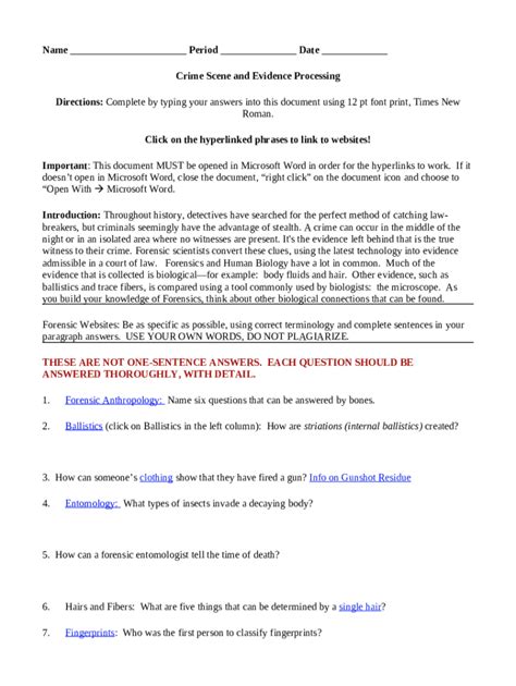 Forensic Science Webquest Doc Template Pdffiller