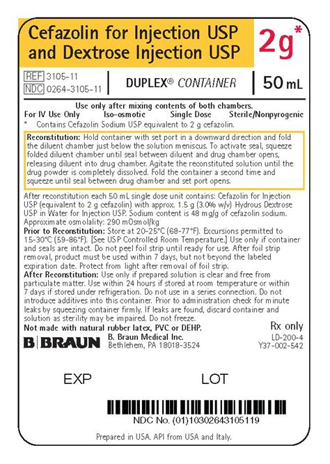 Cefazolin and Dextrose: Package Insert - Drugs.com