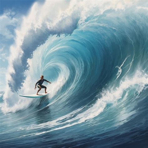 Surfer Riding A Big Wavesurfer Riding A Big Wave Premium Ai Generated