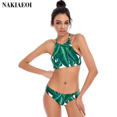 Brazilian Green Bikini Girl Swimwear Female High Neck Bikini Set