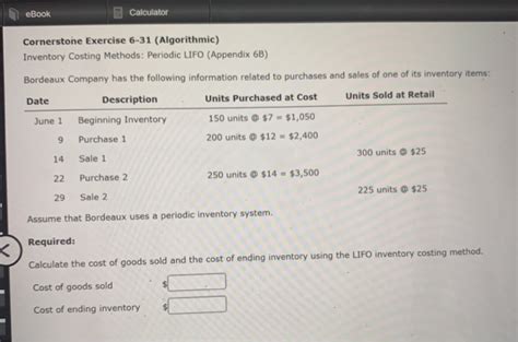 Solved EBook Calculator Cornerstone Exercise 6 31 Chegg