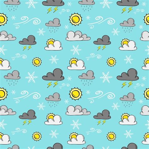 Premium Vector Hand Drawn Weather Seamless Pattern In Doodle Style