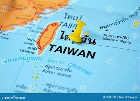 De Kaart Van Taiwan Stock Foto Image Of Bestemming Speld