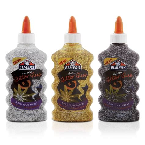 Elmer S Liquid Glitter Glue Washable Assorted Colors 6 Oz 3 Count