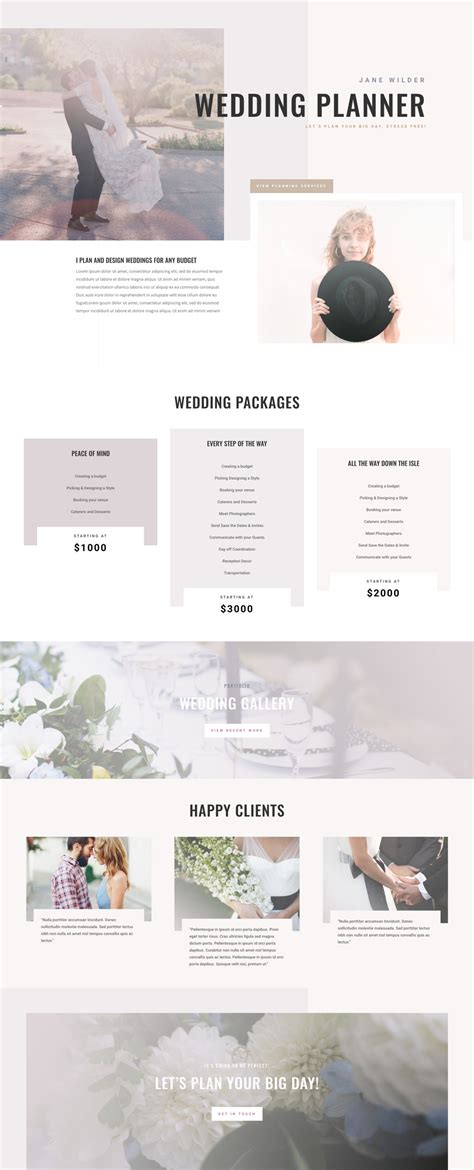 Wedding Planner Home Page Divi Layout By Elegant Themes